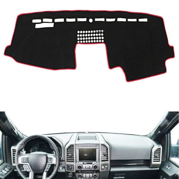 2015-2020 Ford F-150 Dashboard Cover Mat Anti-Glare Sunshade Pad Polyester Silicone Black RHD